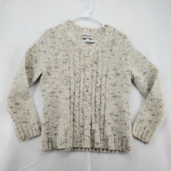 CROFT & BARROW Sweater Women's Long Sleeve Cable Knit Pullover Gray Size Medium - Picture 2 of 12